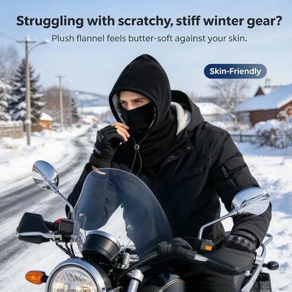 2-piece integrated flannel warm face mask and hat, windproof and warm for outdoor cycling, autumn and winter style, warm hat with neck visor.