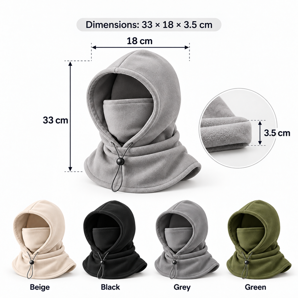 2-piece integrated flannel warm face mask and hat, windproof and warm for outdoor cycling, autumn and winter style, warm hat with neck visor.