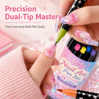 24‑Colors Dual‑Ended Nail Art Pens‑DIY Manicure Drawing Set