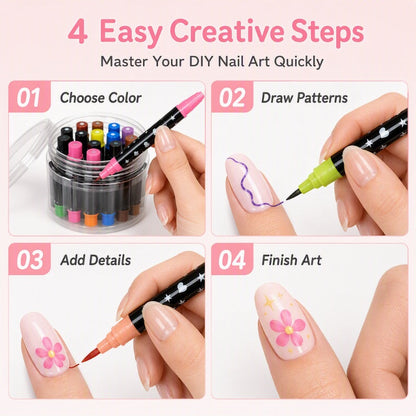 24‑Colors Dual‑Ended Nail Art Pens‑DIY Manicure Drawing Set