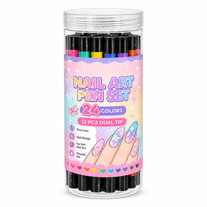24‑Colors Dual‑Ended Nail Art Pens‑DIY Manicure Drawing Set